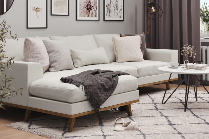 Copenhagen 4-seters Venstrevendt L-formet Divansofa i Stoff - Lys grå - Møbler - Sofaer - Sofa med sjeselong