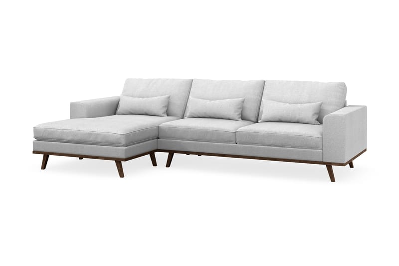 Copenhagen 4-seters Venstrevendt L-formet Divansofa i Stoff - Lys grå - Møbler - Sofaer - Sofa med sjeselong