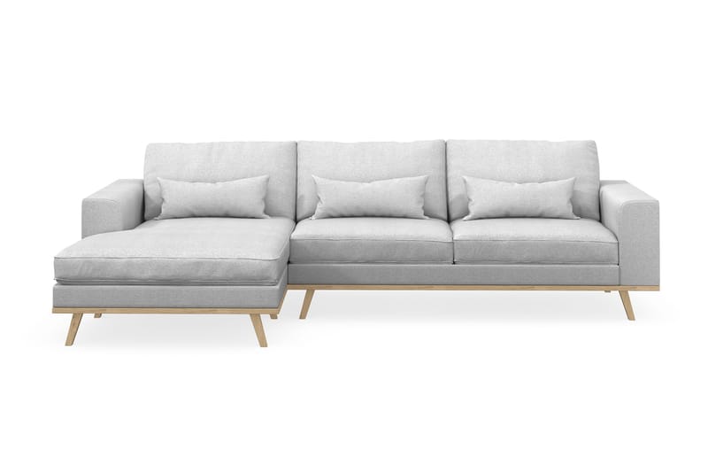 Copenhagen 4-seters Venstrevendt L-formet Divansofa i Stoff - Lys grå - Møbler - Sofaer - Sofa med sjeselong