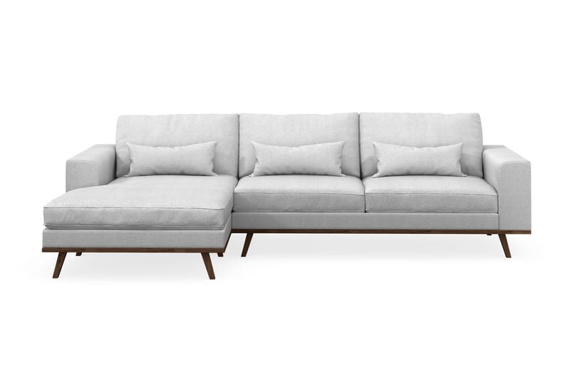 Copenhagen 4-seters Venstrevendt L-formet Divansofa i Stoff - Lys grå - Møbler - Sofaer - Sofa med sjeselong
