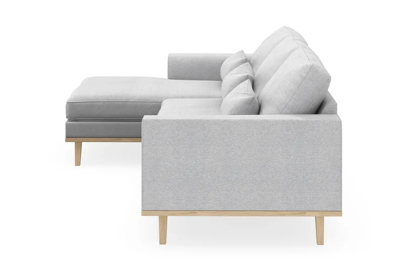 Copenhagen 4-seters Venstrevendt L-formet Divansofa i Stoff - Lys grå - Møbler - Sofaer - Sofa med sjeselong