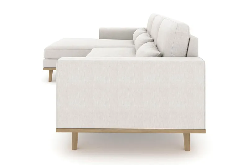 Copenhagen 4-seters Venstrevendt L-formet Divansofa i Stoff - Lys grå - Møbler - Sofaer - Sofa med sjeselong