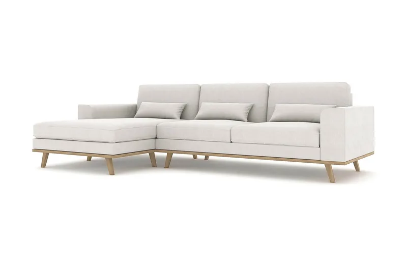 Copenhagen 4-seters Venstrevendt L-formet Divansofa i Stoff - Lys grå - Møbler - Sofaer - Sofa med sjeselong