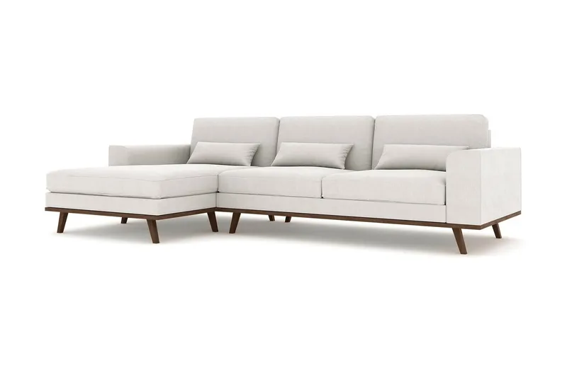 Copenhagen 4-seters Venstrevendt L-formet Divansofa i Stoff - Lys grå - Møbler - Sofaer - Sofa med sjeselong