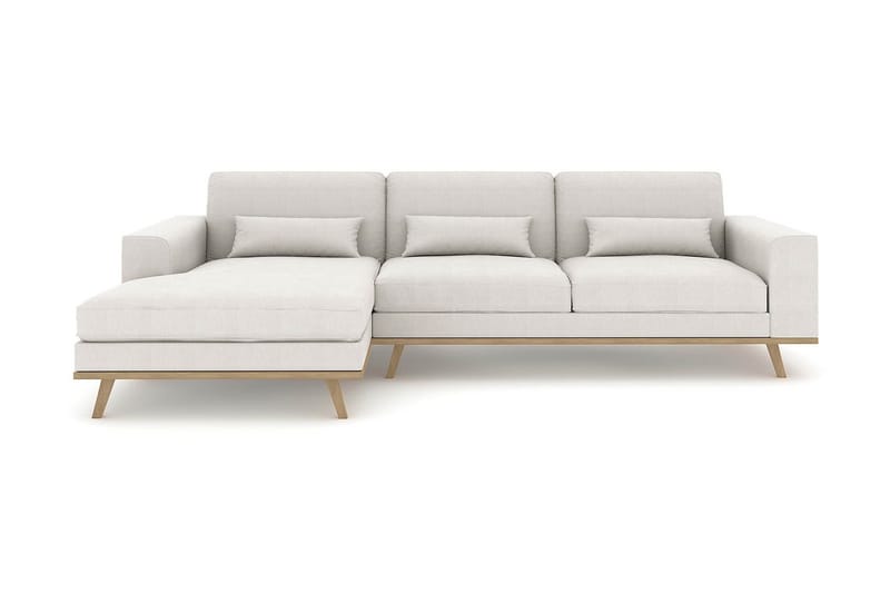 Copenhagen 4-seters Venstrevendt L-formet Divansofa i Stoff - Lys grå - Møbler - Sofaer - Sofa med sjeselong