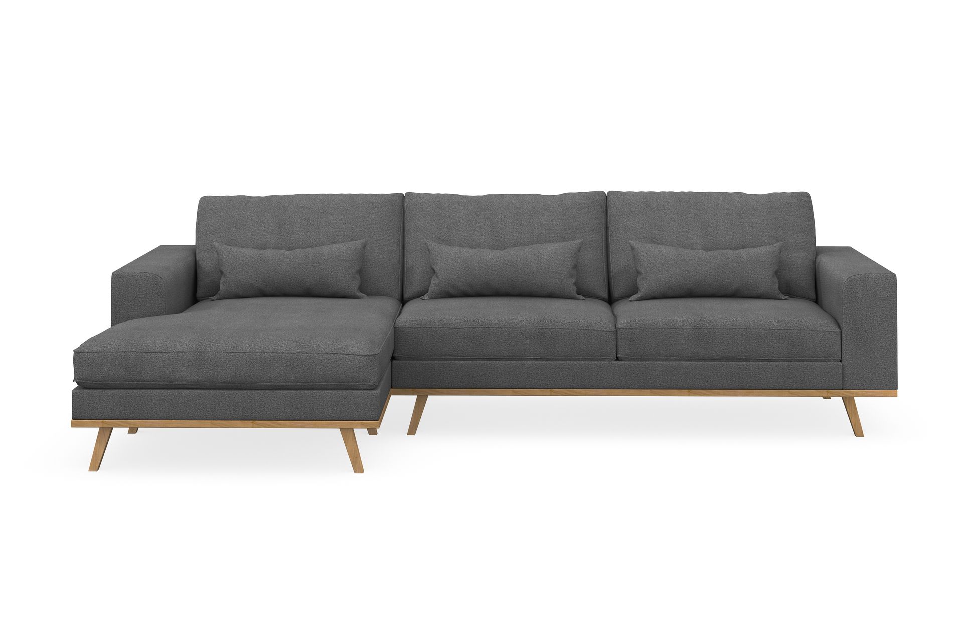 Copenhagen 4-seters Venstrevendt L-formet Divansofa i Stoff - Mørk grå - Møbler - Sofaer - Sofa med sjeselong