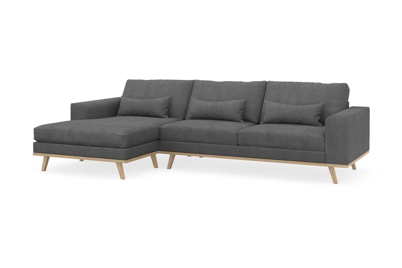 Copenhagen 4-seters Venstrevendt L-formet Divansofa i Stoff - Mørk grå - Møbler - Sofaer - Sofa med sjeselong