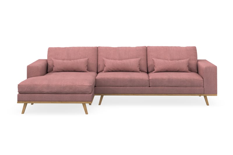 Copenhagen 4-seters Venstrevendt L-formet Divansofa i Stoff - Rosa - Møbler - Sofaer - Sofa med sjeselong