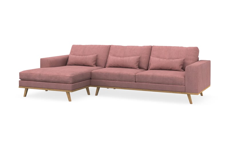 Copenhagen 4-seters Venstrevendt L-formet Divansofa i Stoff - Rosa - Møbler - Sofaer - Sofa med sjeselong