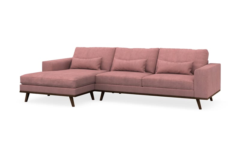 Copenhagen 4-seters Venstrevendt L-formet Divansofa i Stoff - Rosa - Møbler - Sofaer - Sofa med sjeselong