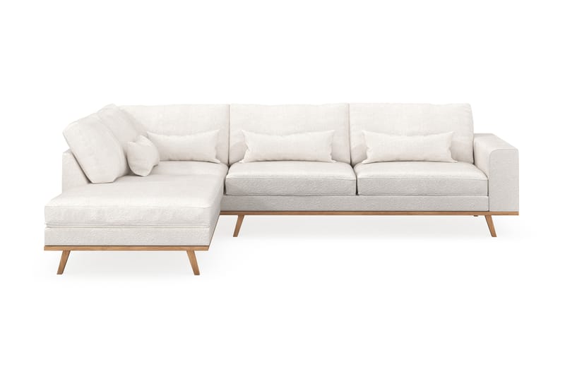 Copenhagen 4-seters Venstrevendt L-formet Sjeselongsofa i Bouclé - Hvit - Møbler - Sofaer - Sofa med sjeselong