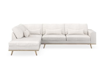 Copenhagen 4-seters Venstrevendt L-formet Sjeselongsofa i Bouclé - Hvit - Møbler - Sofaer - Sofa med sjeselong