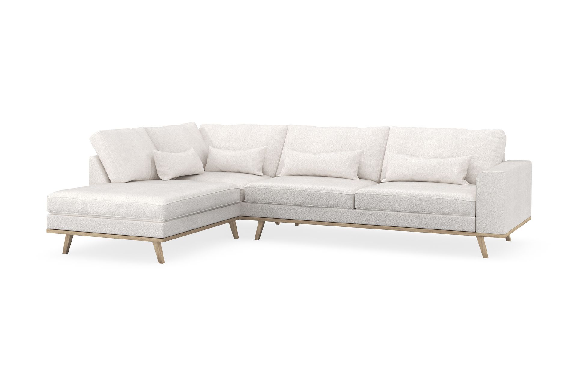 Copenhagen 4-seters Venstrevendt L-formet Sjeselongsofa i Bouclé - Hvit - Møbler - Sofaer - Sofa med sjeselong