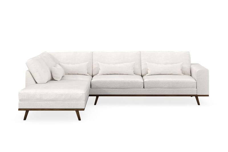 Copenhagen 4-seters Venstrevendt L-formet Sjeselongsofa i Bouclé - Hvit - Møbler - Sofaer - Sofa med sjeselong
