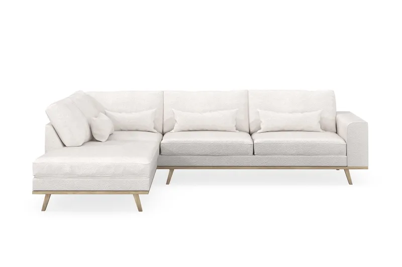 Copenhagen 4-seters Venstrevendt L-formet Sjeselongsofa i Bouclé - Hvit - Møbler - Sofaer - Sofa med sjeselong