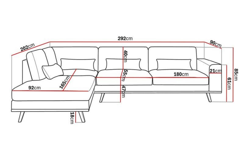 Copenhagen 4-seters Venstrevendt L-formet Sjeselongsofa i Fløyel - Beige - Møbler - Sofaer - Sofa med sjeselong
