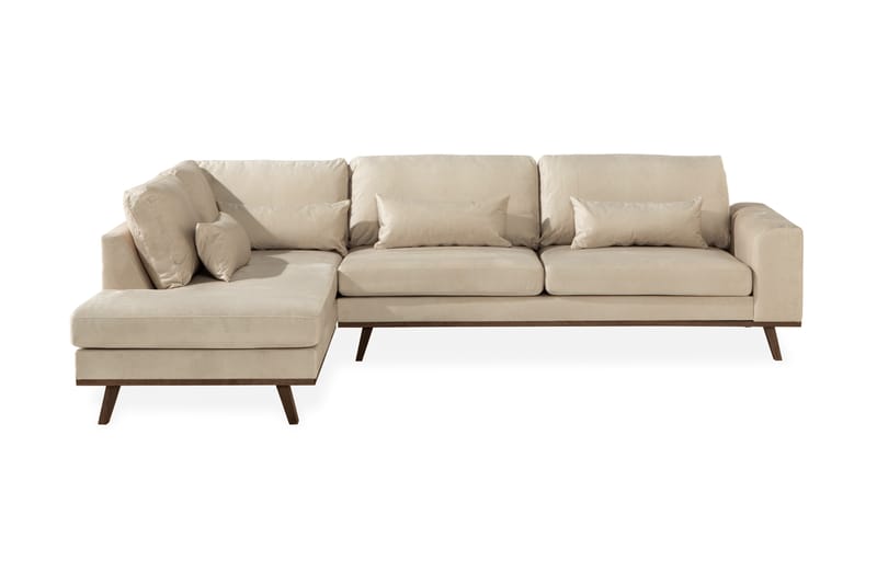 Copenhagen 4-seters Venstrevendt L-formet Sjeselongsofa i Fløyel - Beige - Møbler - Sofaer - Sofa med sjeselong