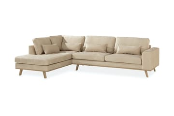 Copenhagen 4-seters Venstrevendt L-formet Sjeselongsofa i Fløyel - Beige - Møbler - Sofaer - Sofa med sjeselong