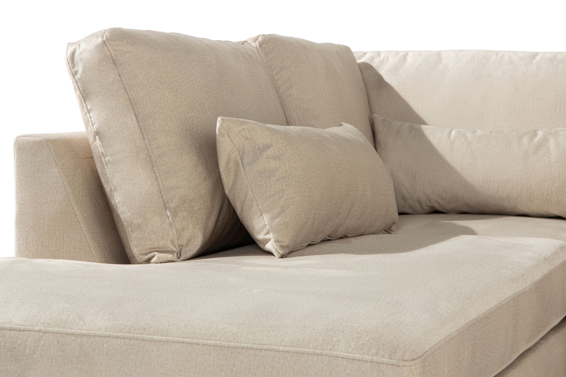 Copenhagen 4-seters Venstrevendt L-formet Sjeselongsofa i Fløyel - Beige - Møbler - Sofaer - Sofa med sjeselong