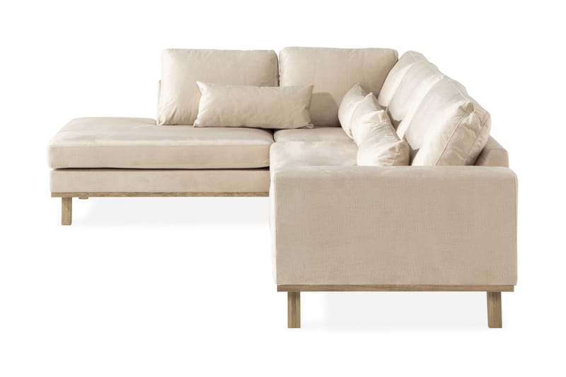 Copenhagen 4-seters Venstrevendt L-formet Sjeselongsofa i Fløyel - Beige - Møbler - Sofaer - Sofa med sjeselong