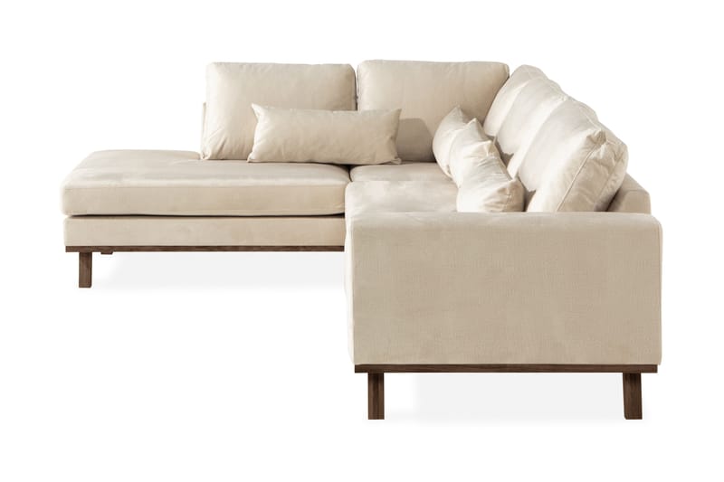 Copenhagen 4-seters Venstrevendt L-formet Sjeselongsofa i Fløyel - Beige - Møbler - Sofaer - Sofa med sjeselong