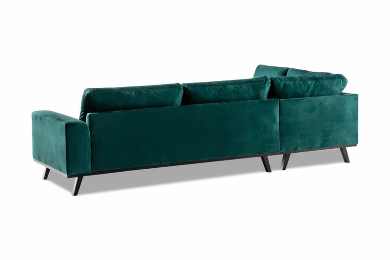 Copenhagen 4-seters Venstrevendt L-formet Sjeselongsofa i Fløyel - Grønn - Møbler - Sofaer - Sofa med sjeselong
