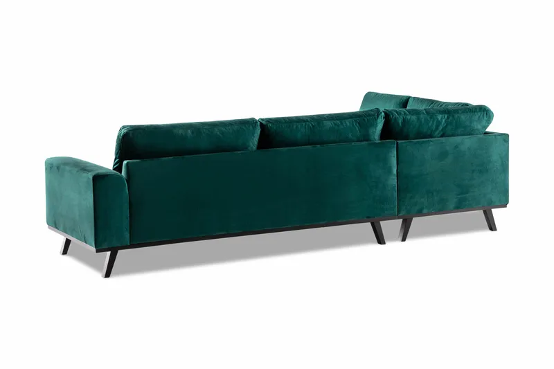 Copenhagen 4-seters Venstrevendt L-formet Sjeselongsofa i Fløyel - Grønn - Møbler - Sofaer - Sofa med sjeselong