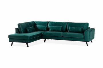 Copenhagen 4-seters Venstrevendt L-formet Sjeselongsofa i Fløyel - Grønn - Møbler - Sofaer - Sofa med sjeselong