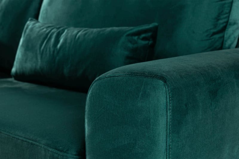 Copenhagen 4-seters Venstrevendt L-formet Sjeselongsofa i Fløyel - Grønn - Møbler - Sofaer - Sofa med sjeselong