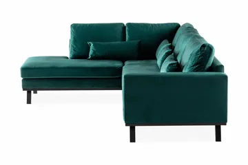 Copenhagen 4-seters Venstrevendt L-formet Sjeselongsofa i Fløyel - Grønn - Møbler - Sofaer - Sofa med sjeselong