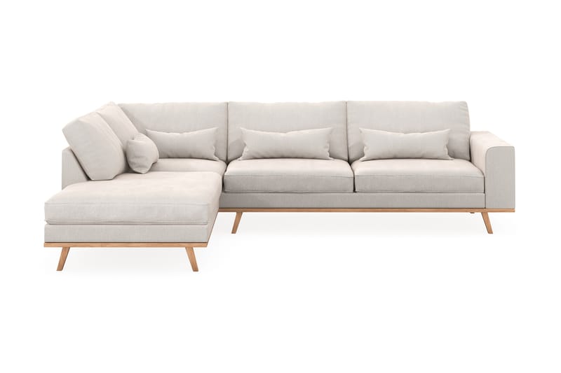Copenhagen 4-seters Venstrevendt L-formet Sjeselongsofa i Fløyel - Kremhvit - Møbler - Sofaer - Sofa med sjeselong