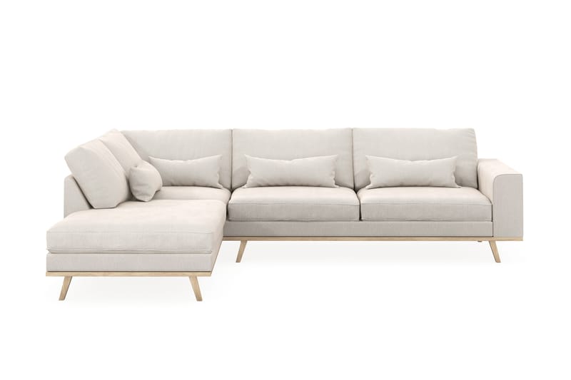 Copenhagen 4-seters Venstrevendt L-formet Sjeselongsofa i Fløyel - Kremhvit - Møbler - Sofaer - Sofa med sjeselong