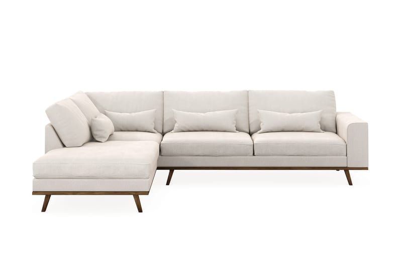 Copenhagen 4-seters Venstrevendt L-formet Sjeselongsofa i Fløyel - Kremhvit - Møbler - Sofaer - Sofa med sjeselong