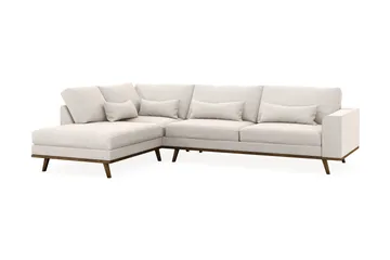 Copenhagen 4-seters Venstrevendt L-formet Sjeselongsofa i Fløyel - Kremhvit - Møbler - Sofaer - Sofa med sjeselong
