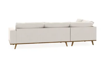 Copenhagen 4-seters Venstrevendt L-formet Sjeselongsofa i Fløyel - Kremhvit - Møbler - Sofaer - Sofa med sjeselong