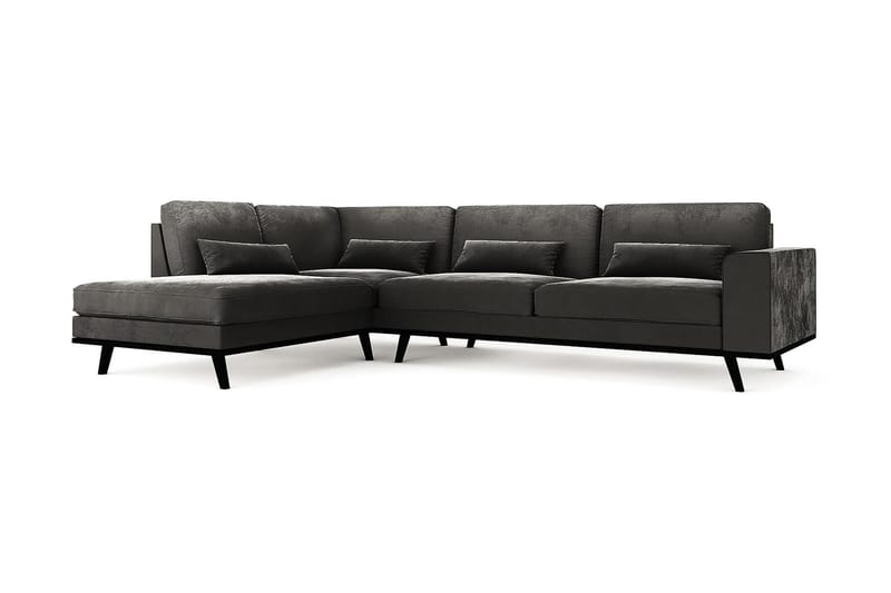 Copenhagen 4-seters Venstrevendt L-formet Sjeselongsofa i Fløyel - Mørk grå - Møbler - Sofaer - Sofa med sjeselong