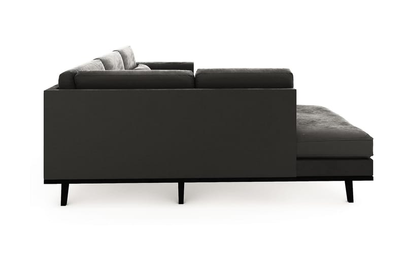 Copenhagen 4-seters Venstrevendt L-formet Sjeselongsofa i Fløyel - Mørk grå - Møbler - Sofaer - Sofa med sjeselong