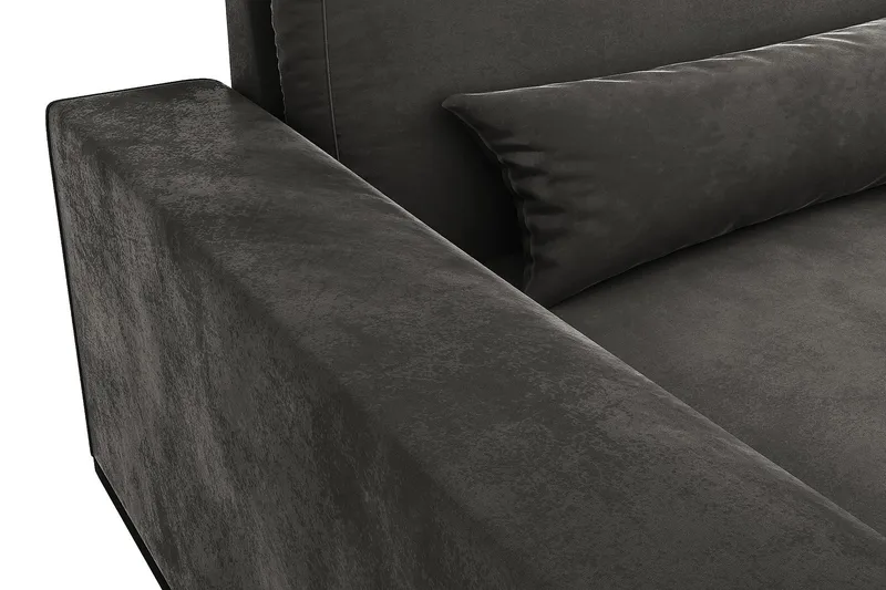 Copenhagen 4-seters Venstrevendt L-formet Sjeselongsofa i Fløyel - Mørk grå - Møbler - Sofaer - Sofa med sjeselong