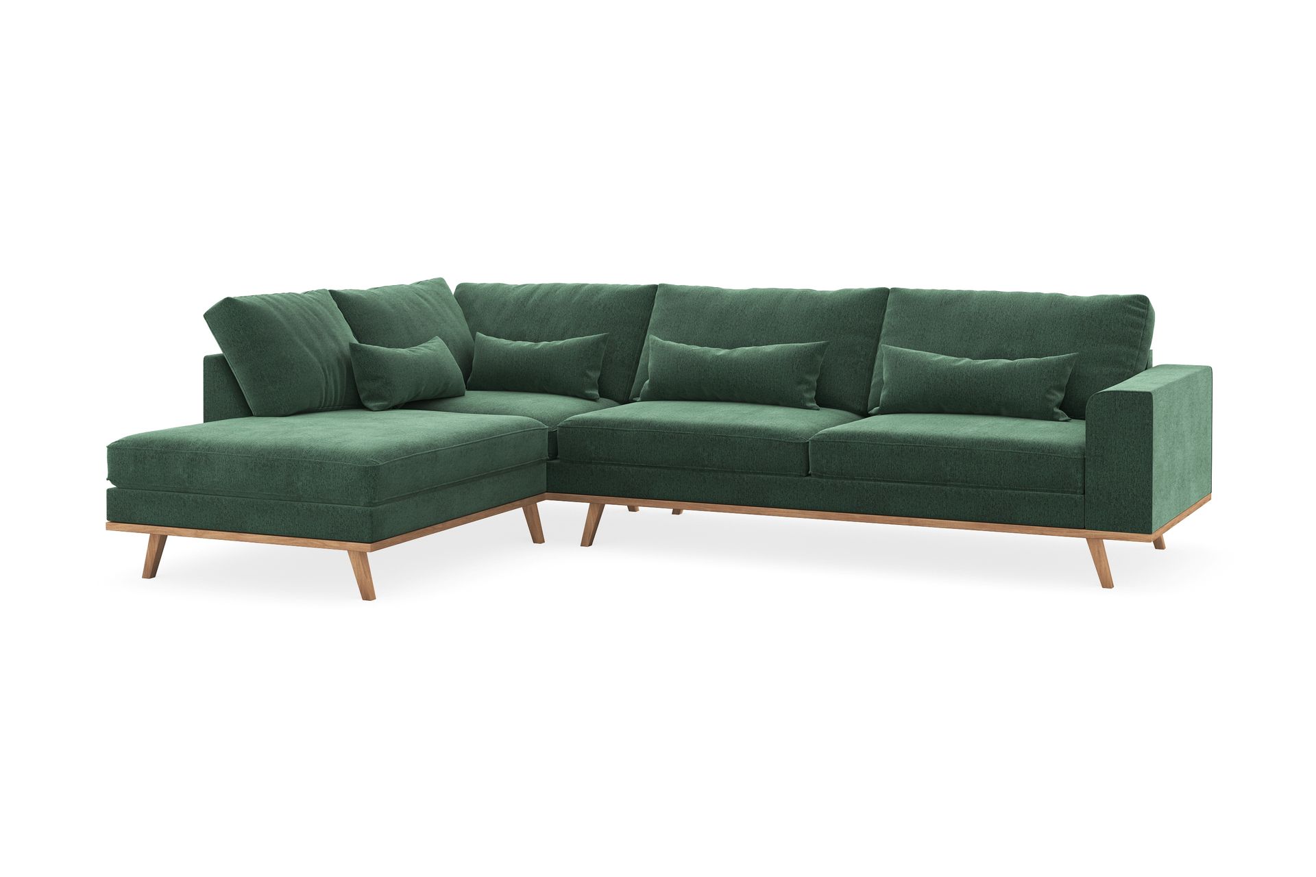 Copenhagen 4-seters Venstrevendt L-formet Sjeselongsofa i Fløyel - Mørk grønn - Møbler - Sofaer - Sofa med sjeselong