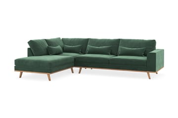 Copenhagen 4-seters Venstrevendt L-formet Sjeselongsofa i Fløyel - Mørk grønn - Møbler - Sofaer - Sofa med sjeselong