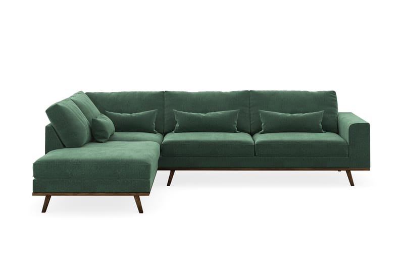 Copenhagen 4-seters Venstrevendt L-formet Sjeselongsofa i Fløyel - Mørk grønn - Møbler - Sofaer - Sofa med sjeselong