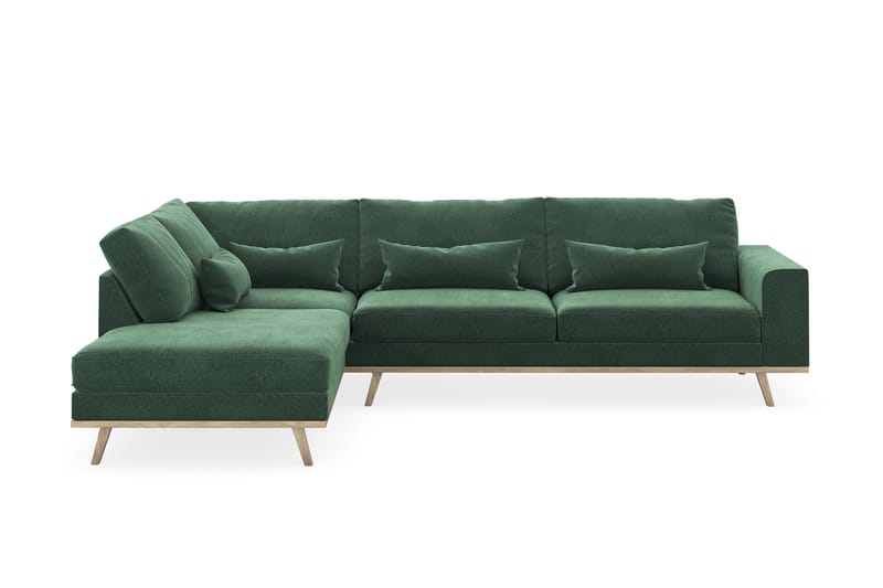 Copenhagen 4-seters Venstrevendt L-formet Sjeselongsofa i Fløyel - Mørk grønn - Møbler - Sofaer - Sofa med sjeselong