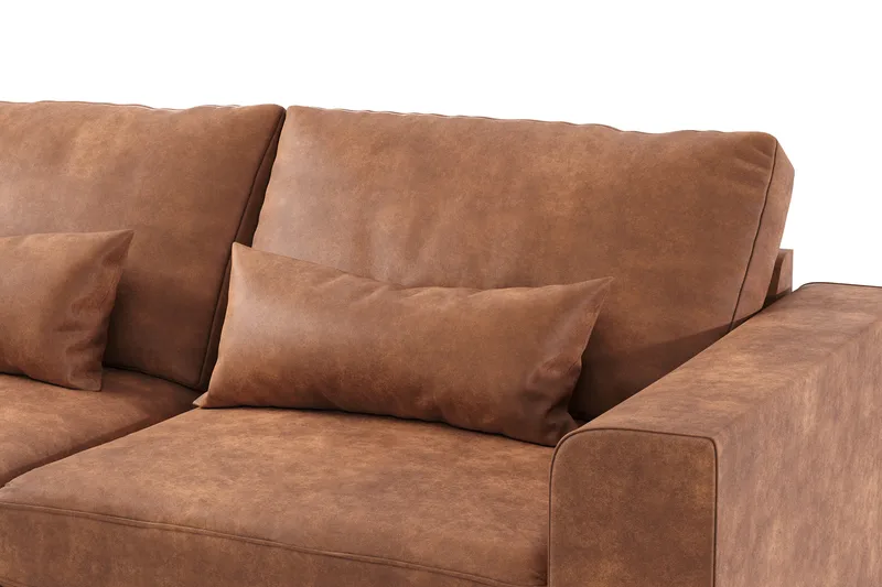 Copenhagen 4-seters Venstrevendt L-formet Sjeselongsofa i Kunstlær - Brun - Møbler - Sofaer - Sofa med sjeselong