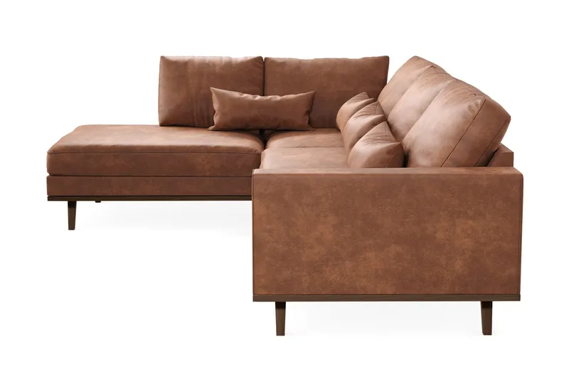 Copenhagen 4-seters Venstrevendt L-formet Sjeselongsofa i Kunstlær - Brun - Møbler - Sofaer - Sofa med sjeselong