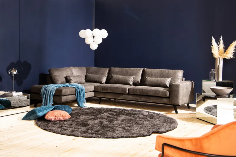 Copenhagen 4-seters Venstrevendt L-formet Sjeselongsofa i Kunstlær - Mørk grå - Møbler - Sofaer - Sofa med sjeselong