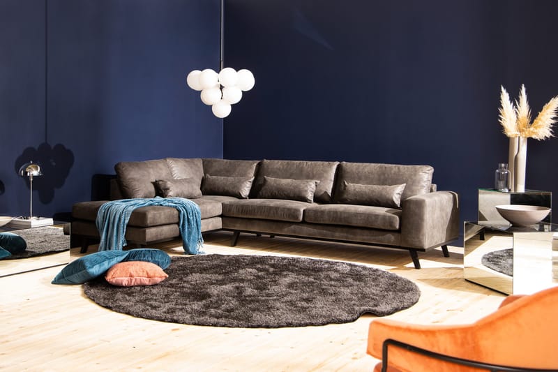 Copenhagen 4-seters Venstrevendt L-formet Sjeselongsofa i Kunstlær - Mørk grå - Møbler - Sofaer - Sofa med sjeselong