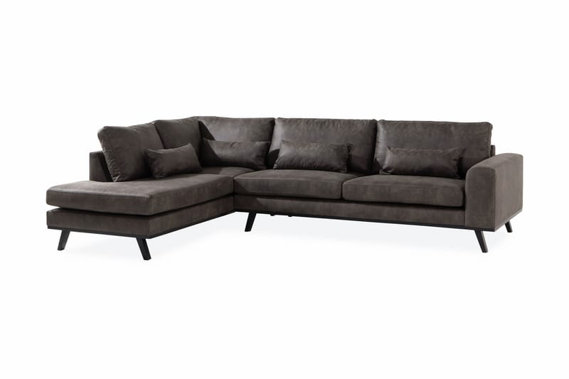 Copenhagen 4-seters Venstrevendt L-formet Sjeselongsofa i Kunstlær - Mørk grå - Møbler - Sofaer - Sofa med sjeselong