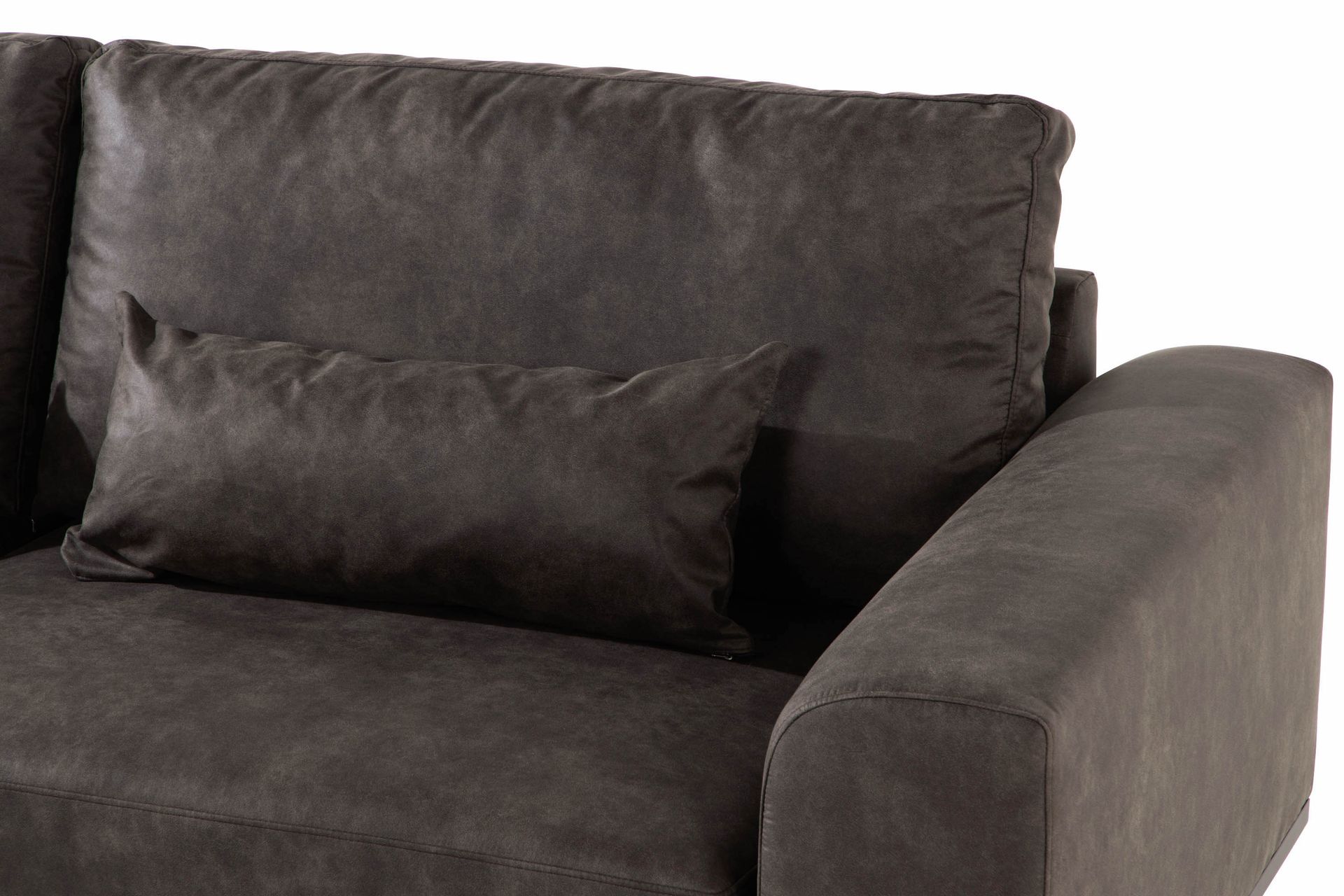 Copenhagen 4-seters Venstrevendt L-formet Sjeselongsofa i Kunstlær - Mørk grå - Møbler - Sofaer - Sofa med sjeselong