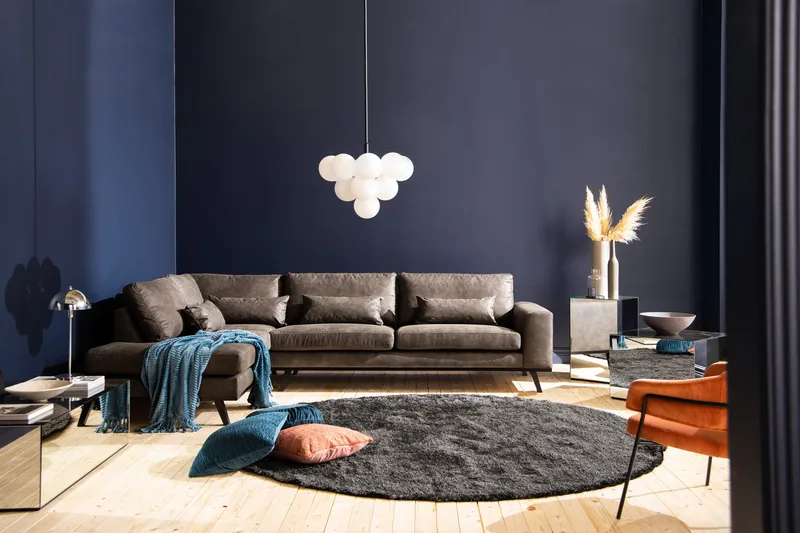 Copenhagen 4-seters Venstrevendt L-formet Sjeselongsofa i Kunstlær - Mørk grå - Møbler - Sofaer - Sofa med sjeselong