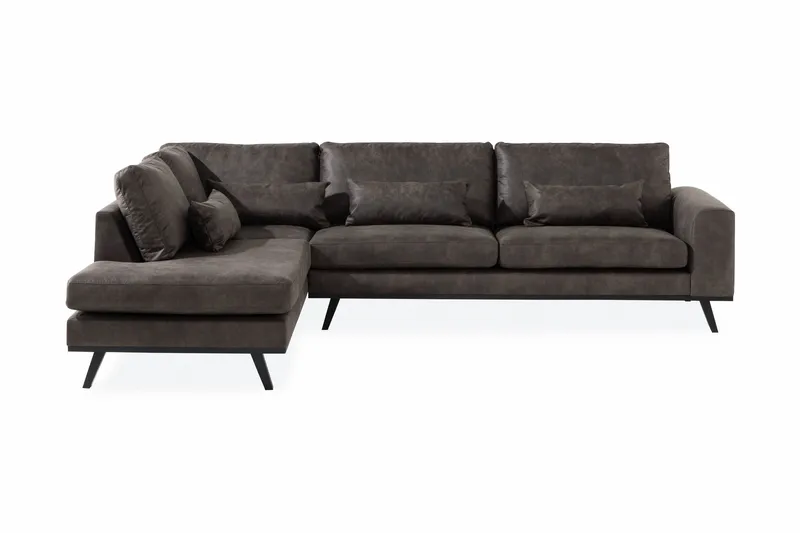Copenhagen 4-seters Venstrevendt L-formet Sjeselongsofa i Kunstlær - Mørk grå - Møbler - Sofaer - Sofa med sjeselong